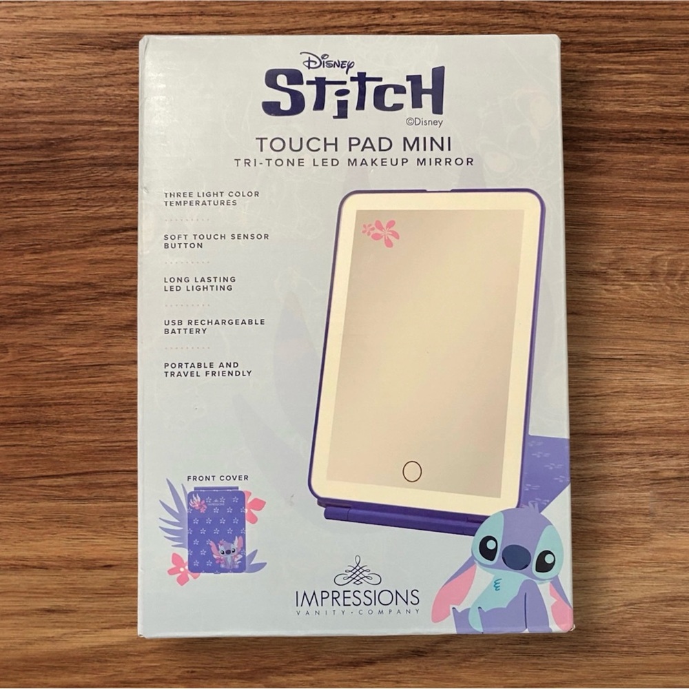 NWT Impressions Vanity Stitch TouchPad Mini Tri-Tone LED Makeup Mirror